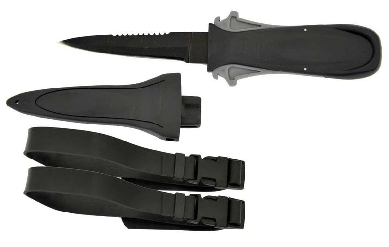 Quick Release Dive Knife - Blade with Squeeze-Lock Sheath &amp; Leg/Arm Straps