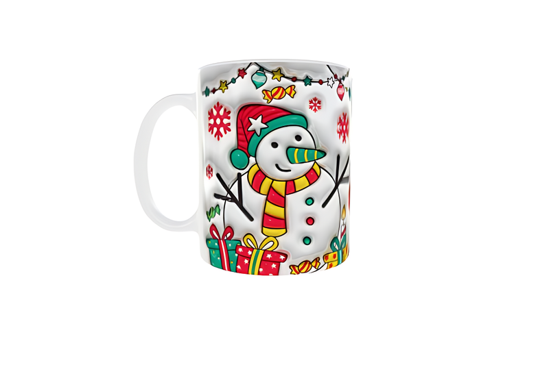 Cheerful Snowman &amp; Gifts 325ml Ceramic Coffee Mug - Adorable Holiday Design