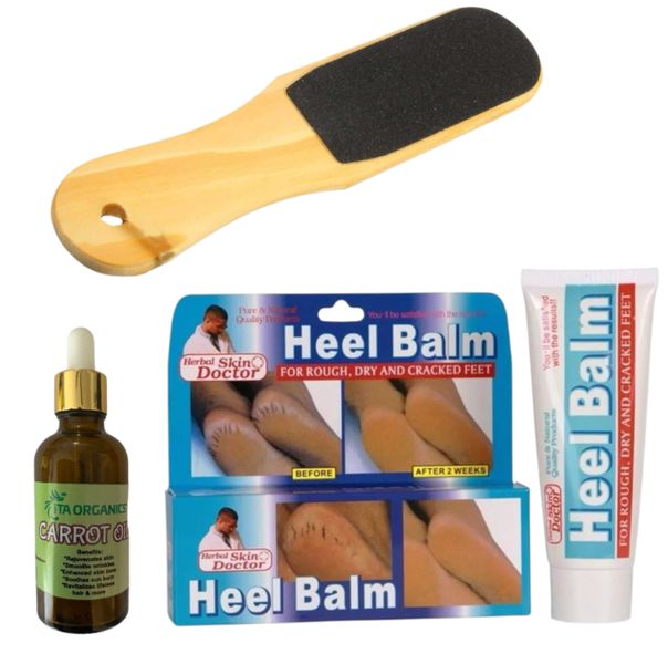 Cracked Heel Fast Repair Cream with Wooden Foot Scrubber &amp; Carrot Oil