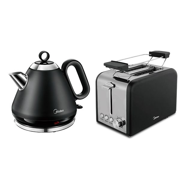 Midea - Breakfast Pack - Teapot Kettle &amp; 2 Slice Toaster - Black