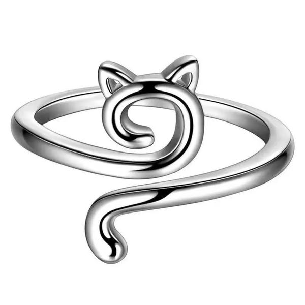 Hot Geometric Cat Ring Adjustable Open Animal Knit-Style Band