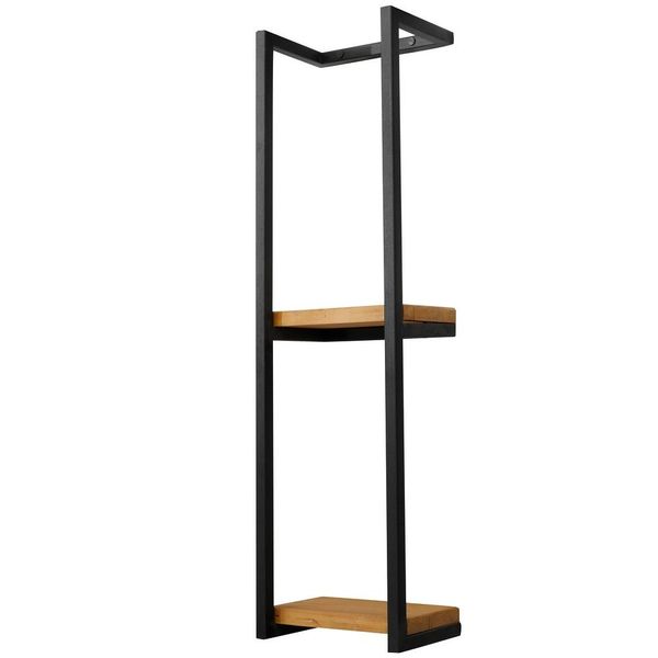 Modern Wall-Mounted Metal &amp; Wood Towel Rack - 2-Tier Bathroom Storage Shelf
