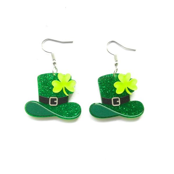 Earrings for Women Acrylic Green Hat Three