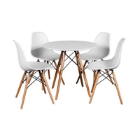 Dining Round Table with 4 Chairs - White