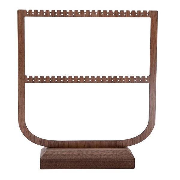 Modern Wooden Vertical Earring Display Stand - Brown