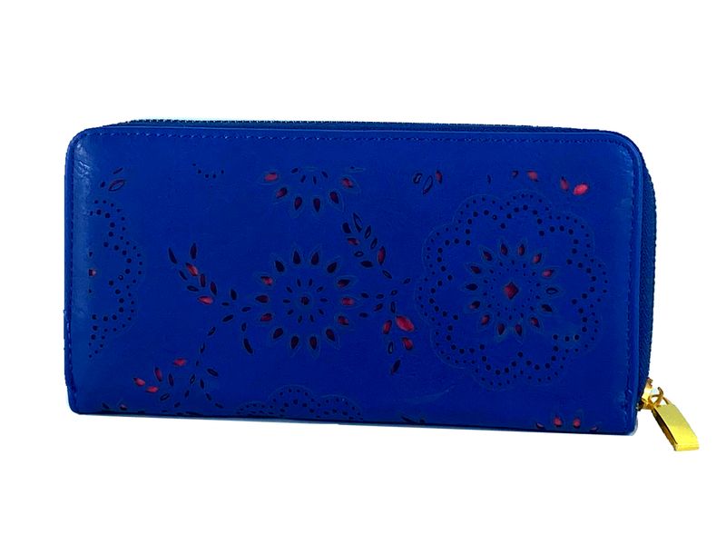 Beyond - Ladies Purse Henna Flower Zip Around - Navy Blue