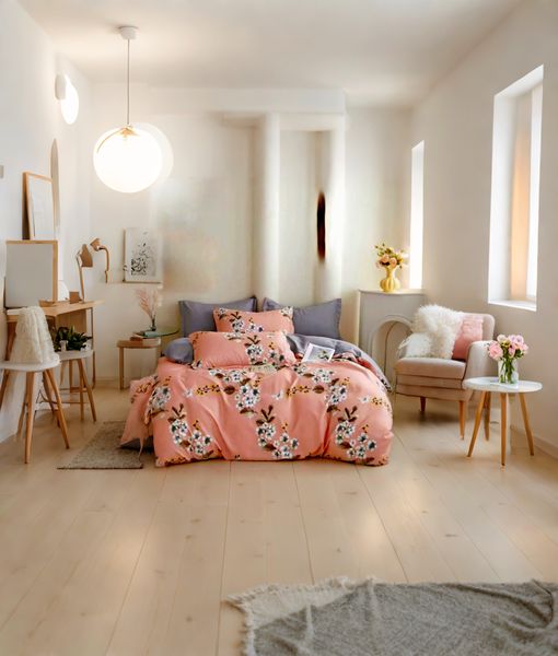 Rose Pink Polyester Asian All tc Duvet Cover 6piece