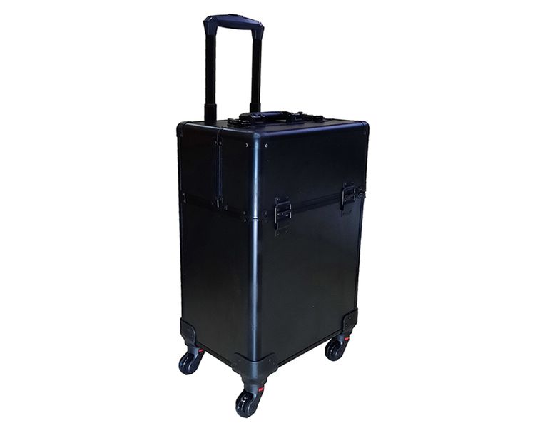 Professional Cosmetic Makeup Trolley Case with Lockable Key - Matte Black