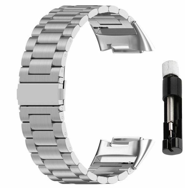 Stainless Steel Watch Strap Compatible with Fitbit Charge 5 -Silver