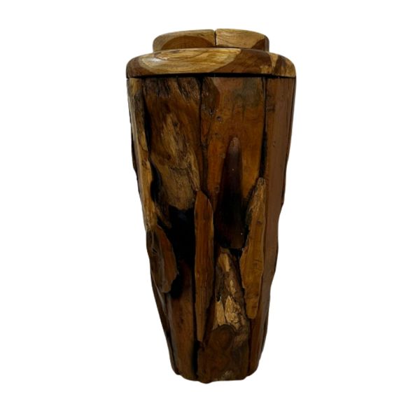 Wooden Vase | Cylindrical Decor with Natural Grain