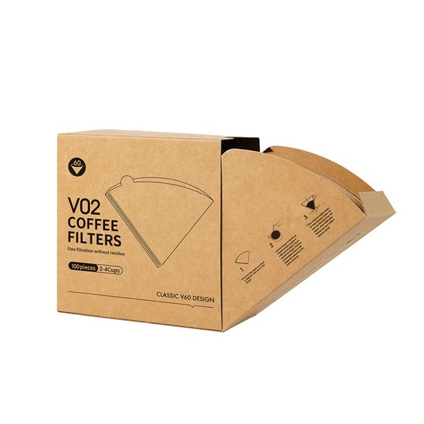 V60 Coffee Filter Paper, Fine Filtration - 12.5cm, 100 Sheets/Box