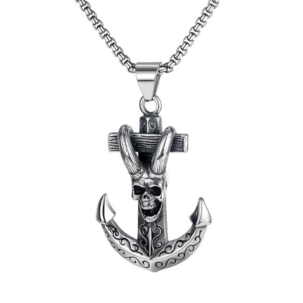 Personality Skeleton Anchor Pendant Necklace