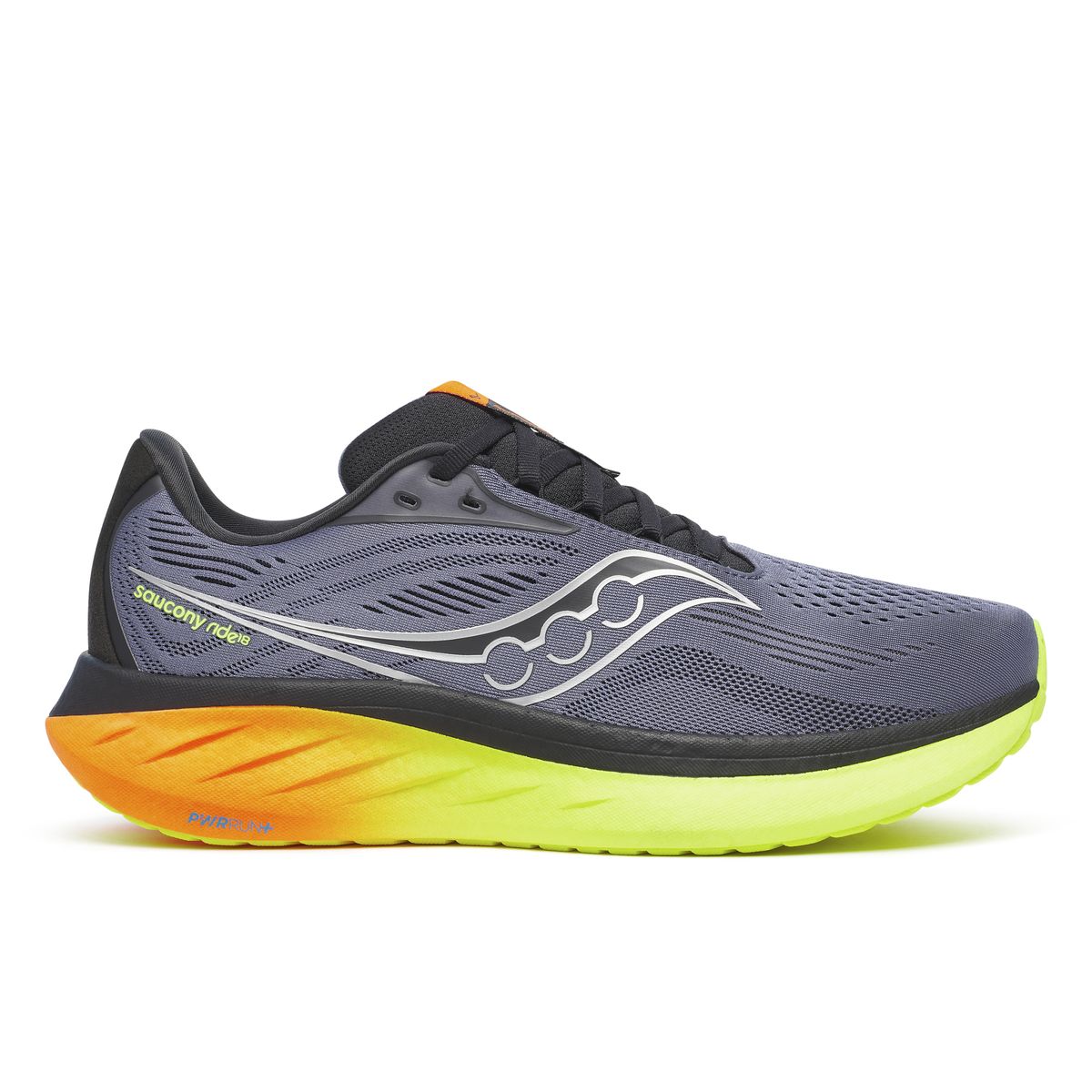 Saucony Men's Ride 18 Road Running Shoes - Charcoal/Vizi