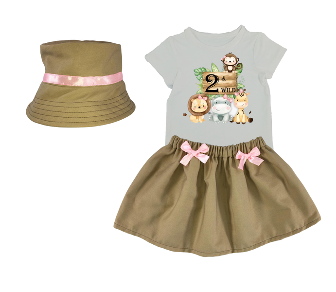 Second Birthday-Shirt,skirt &amp;hat-Wild One/Safari-Afrikaans