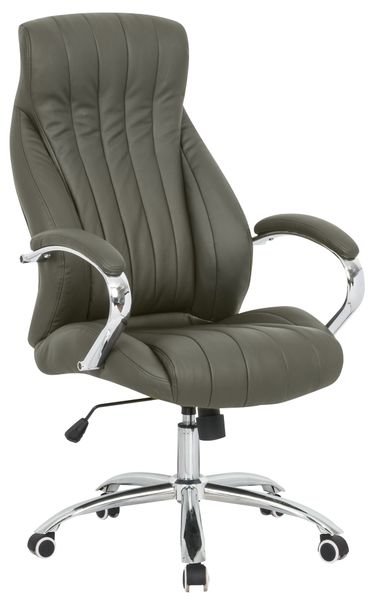 Affinity Grey High Back PU Leather Office Chair With Padded Arms