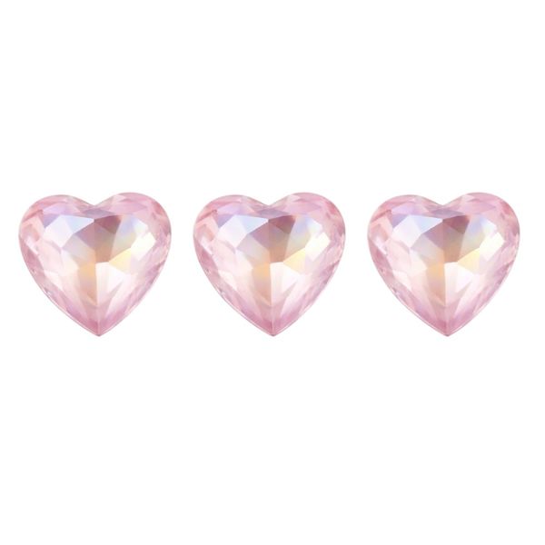 3 Pack - Heart-Shaped Nail Art Rhinestones - Pink