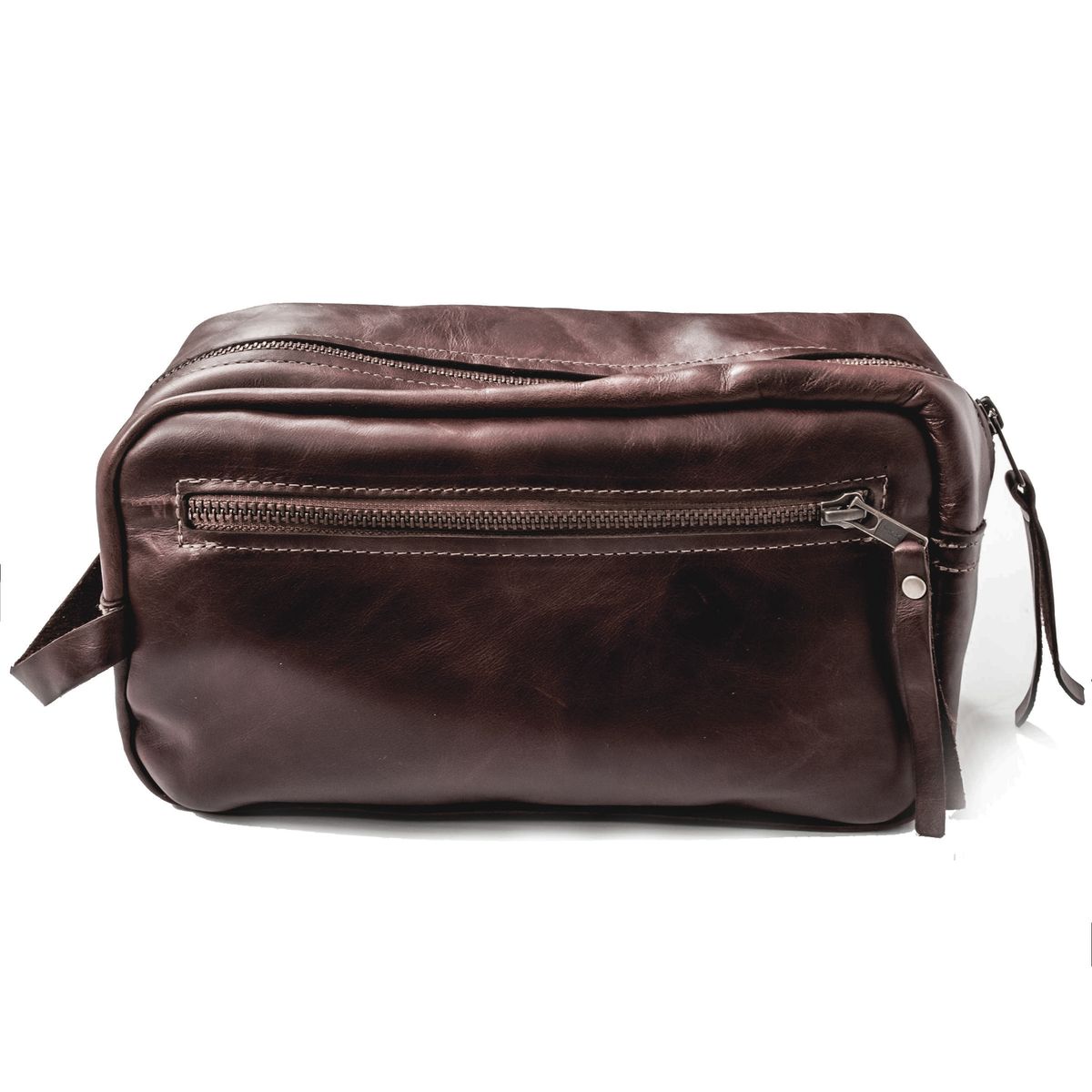 Genuine Leather Toiletry Bag - Zip Front