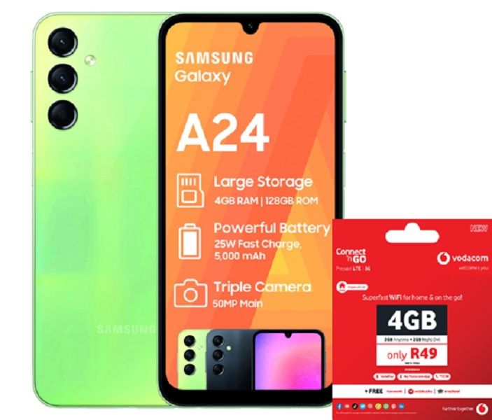 Samsung Galaxy A24 128GB LTE Dual Sim - Green + Vodacom 4GB Data Bundle