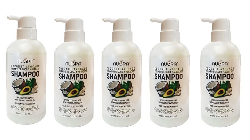 NuSpa Coconut &amp; Avocado Shampoo - 450ml - 5 Pack