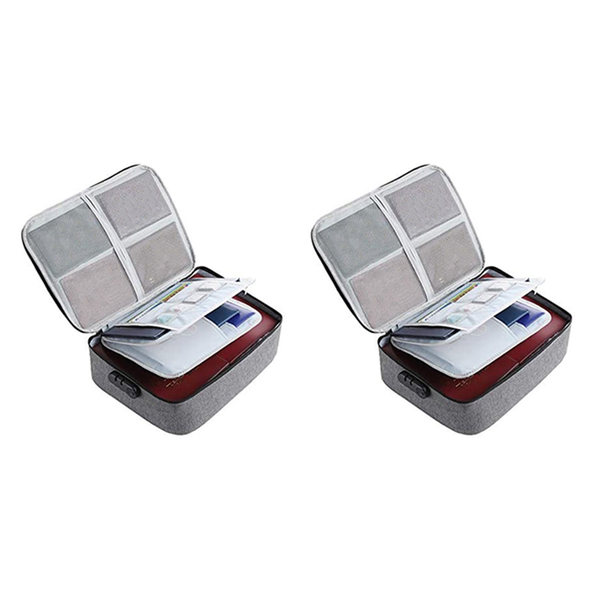 File Pocket Holder Oxford Document Storage Bag With Code Lock (Gray)