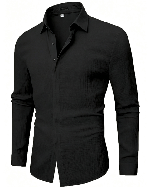 Linen Casual Shirts For Men -100% Linen Cotton Bohemian Shirt - White