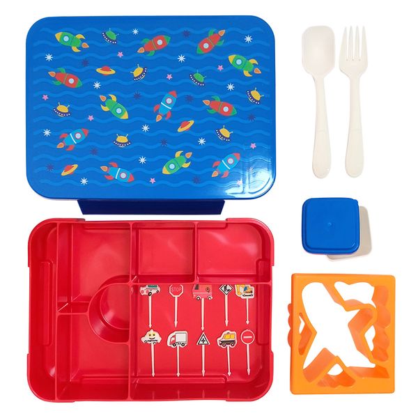 17Pcs 7-Compartment Rocket Bento Lunchbox Set