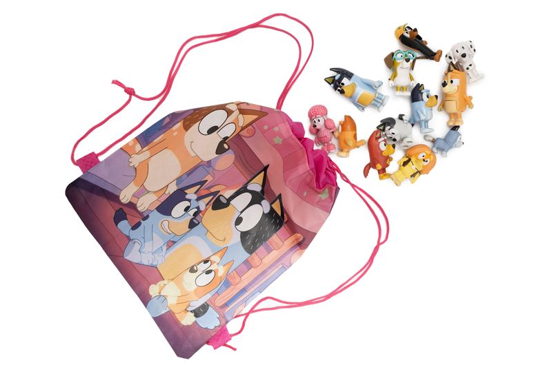 Bluey Family Figures 12 Piece Pink Bag Set