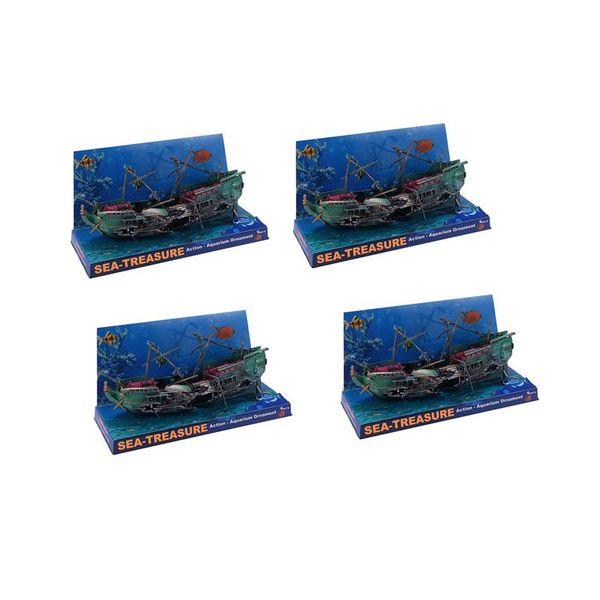 4X Large Aquarium Decoration Boat Plactic Aquarium Ship Air