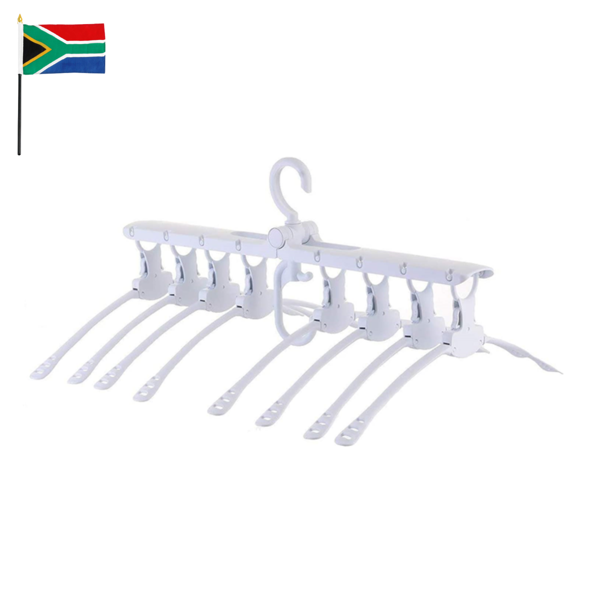 8in1 Foldable Travel Home Camping Clothes Hangers White and SA Flag Buy Online in South