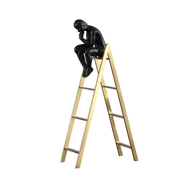 The Statue Thinking Man Statues Sitting On A Ladder Sculptures