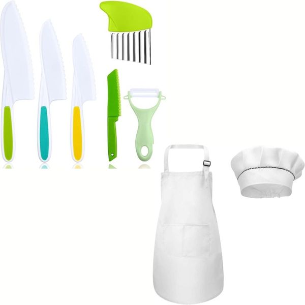 Chef Cooking Set For Kids Kitchen with Apron and Cutting Set
