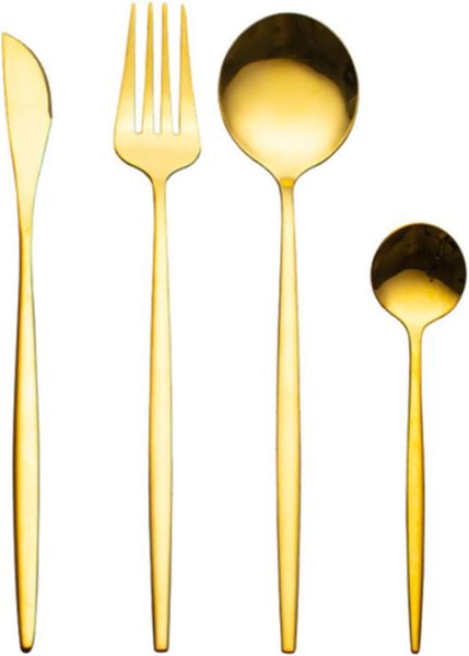 Gold Stainless steel Spoon - 4 Flatware Dinner Set