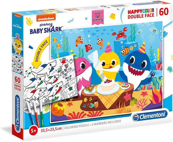 Clementoni 60 Piece Puzzle Double Face Baby Shark Coloring Iii