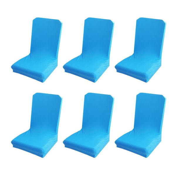 Blue Elasticated Dining Room Chair Covers - Set Of 6