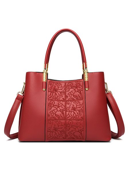 Embroidered Festive Red Bridal Large Capacity Handbag