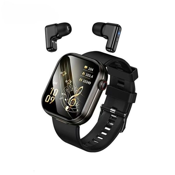 2-in-1 Smart Watch with Built-in Bluetooth Earbuds Fitness Tracker, Heart