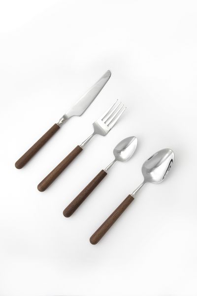 Nicolson Russell Acacia 16 Piece Cutlery Set Dark Wood