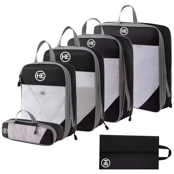 Compressing Packing Cubes - Travel Organizers Sorting Packages - Set of 6