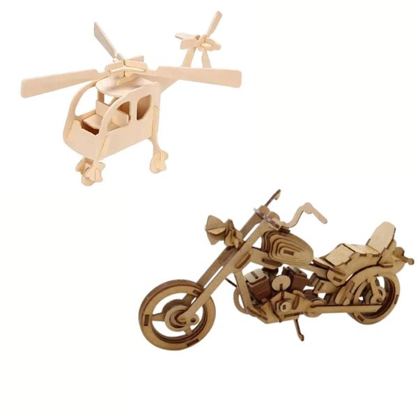 3D Puzzle Combo Helicopter and Motorcycle for Creative Fun and Display