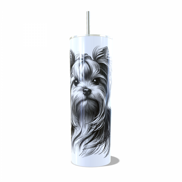 Yorkshire Terrier print on a White Aluminum 1 Pack 0.6 L Tumbler