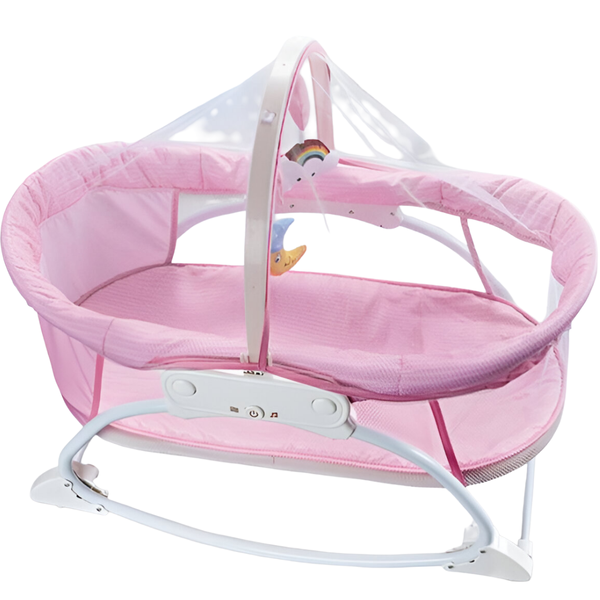 Rocking Cradle With Canopy-Pink image
