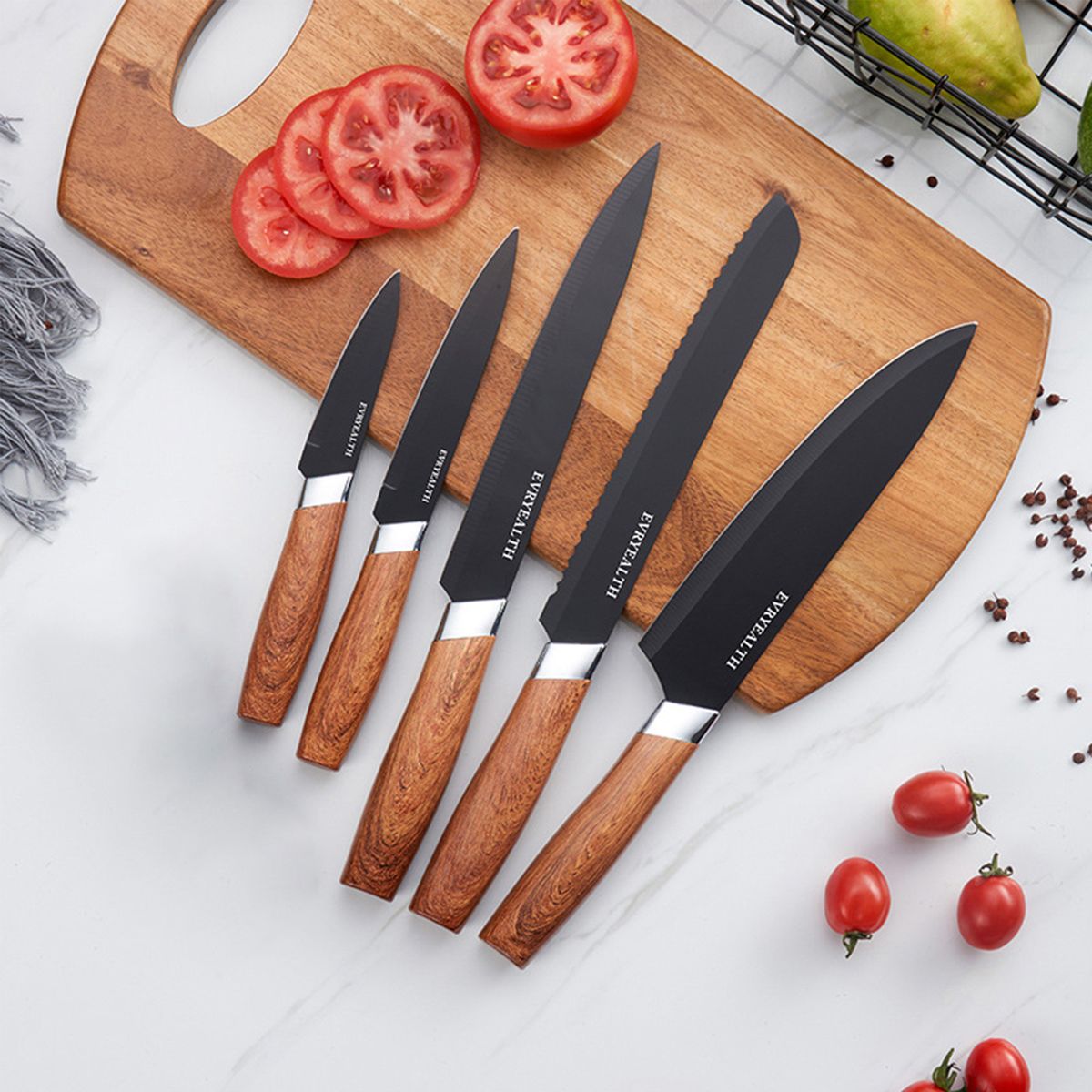 PRINS KIT 6pcs kitchen knife set ナイフセット 6 Piece Kitchen Knife Set With Block, Stainless Steel Blades