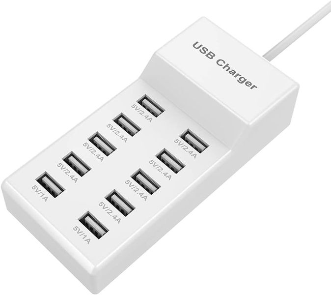 50W USB Charger Power 10-bit USB Port Support 10 Devices Charge.