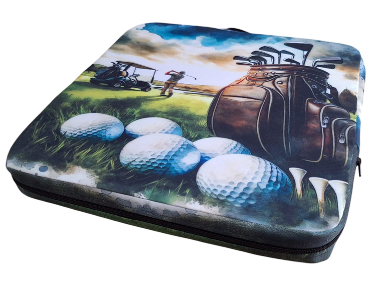 Outdoor Stadium Cushion with Golf Bag Design