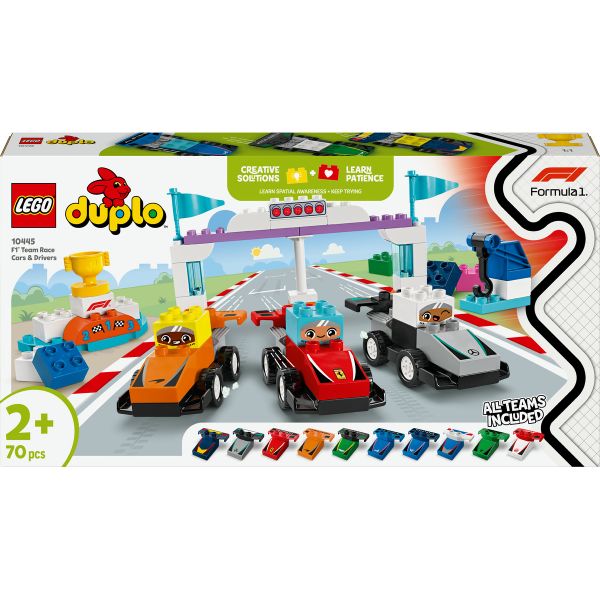 LEGO® DUPLO® Town F1® Team Race Cars &amp; Drivers Building Toy for Family Fun 10445