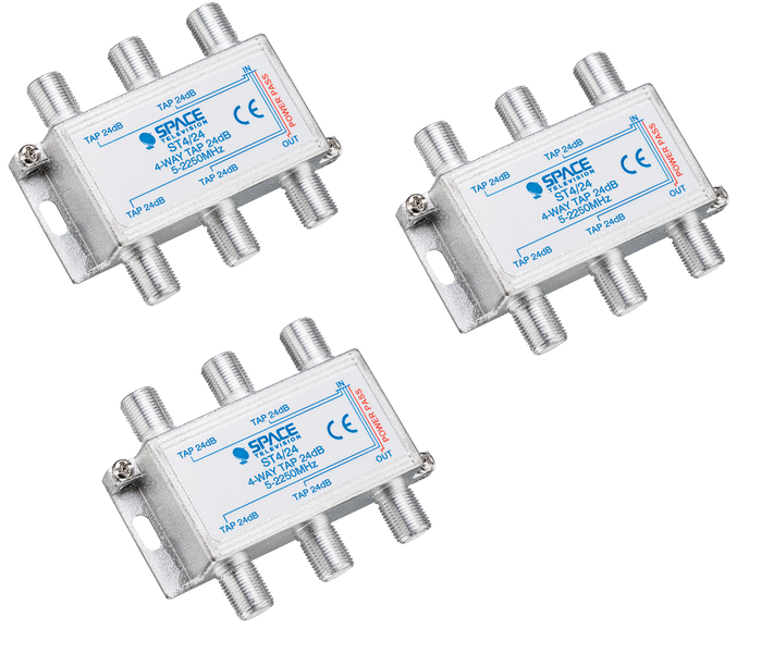 Space TV Satellite IF Tap - 4 Way - 24db (5 – 2250MHz) - 3 Pack
