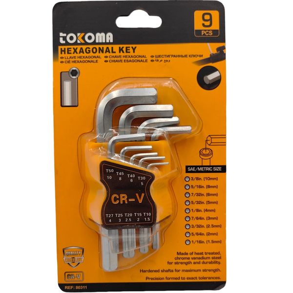 Tokoma 9 PCS Hexagonal Key Set (CR-V)