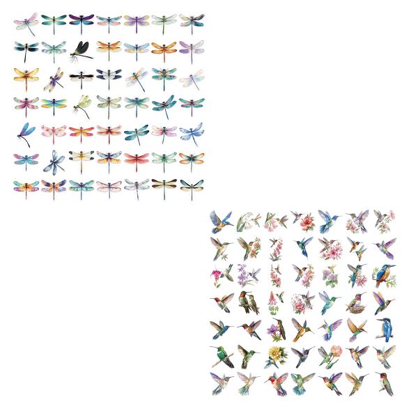 MeiView Window Decals (Not Stickers)-Hummingbird &amp; Dragonflies 2-Set Bundle