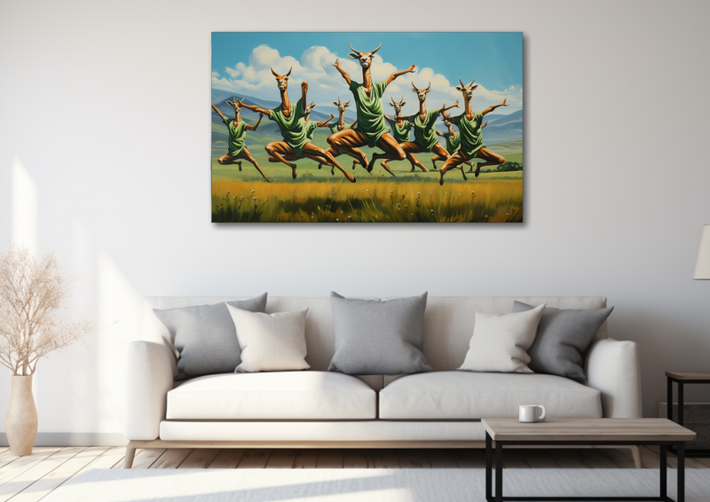 Canvas Wall Art -Springbok Ballet in Grasslands - HD0392