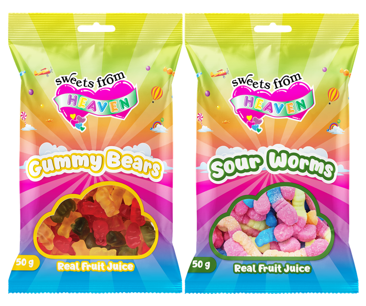 12Pk | Sweets from Heaven | Bears, Worms | Sweets &amp; Chocolate Hampers | 50g